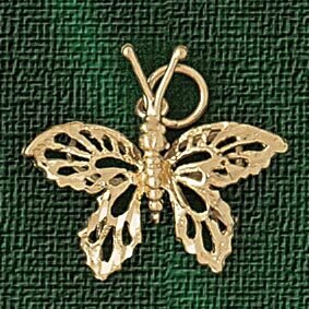 Butterfly Pendant Necklace Charm Bracelet in Yellow, White or Rose Gold 3096
