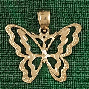 Butterfly Pendant Necklace Charm Bracelet in Yellow, White or Rose Gold 3097