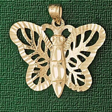 Butterfly Pendant Necklace Charm Bracelet in Yellow, White or Rose Gold 3098