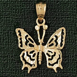 Butterfly Pendant Necklace Charm Bracelet in Yellow, White or Rose Gold 3100