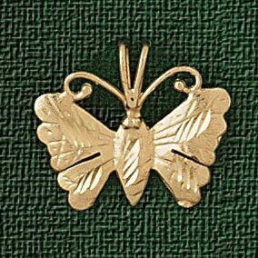 Butterfly Pendant Necklace Charm Bracelet in Yellow, White or Rose Gold 3107