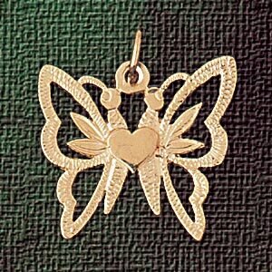 Butterfly Pendant Necklace Charm Bracelet in Yellow, White or Rose Gold 3111