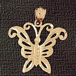 Butterfly Pendant Necklace Charm Bracelet in Yellow, White or Rose Gold 3113