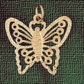 Butterfly Pendant Necklace Charm Bracelet in Yellow, White or Rose Gold 3116