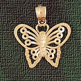 Butterfly Pendant Necklace Charm Bracelet in Yellow, White or Rose Gold 3117