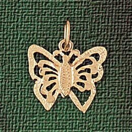 Butterfly Pendant Necklace Charm Bracelet in Yellow, White or Rose Gold 3118