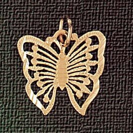 Butterfly Pendant Necklace Charm Bracelet in Yellow, White or Rose Gold 3119