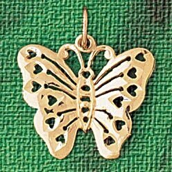 Butterfly Pendant Necklace Charm Bracelet in Yellow, White or Rose Gold 3120