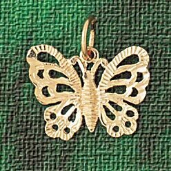 Butterfly Pendant Necklace Charm Bracelet in Yellow, White or Rose Gold 3121