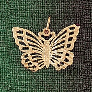 Butterfly Pendant Necklace Charm Bracelet in Yellow, White or Rose Gold 3125