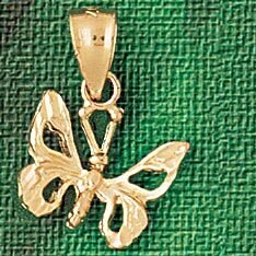 Butterfly Pendant Necklace Charm Bracelet in Yellow, White or Rose Gold 3127