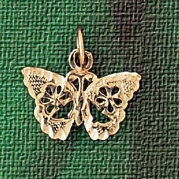 Butterfly Pendant Necklace Charm Bracelet in Yellow, White or Rose Gold 3128