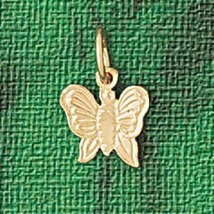 Butterfly Pendant Necklace Charm Bracelet in Yellow, White or Rose Gold 3132