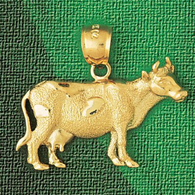 Cow Farm Animal Pendant Necklace Charm Bracelet in Yellow, White or Rose Gold 2629