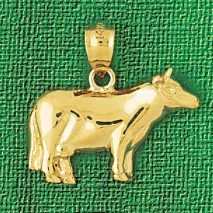 Cow Farm Animal Pendant Necklace Charm Bracelet in Yellow, White or Rose Gold 2630