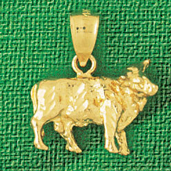 Cow Farm Animal Pendant Necklace Charm Bracelet in Yellow, White or Rose Gold 2631