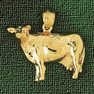 Cow Farm Animal Pendant Necklace Charm Bracelet in Yellow, White or Rose Gold 2633