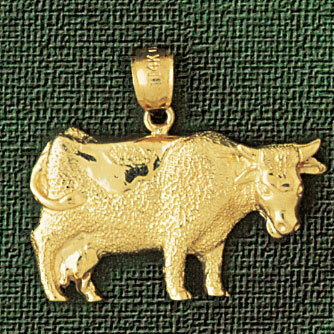 Cow Farm Animal Pendant Necklace Charm Bracelet in Yellow, White or Rose Gold 2634