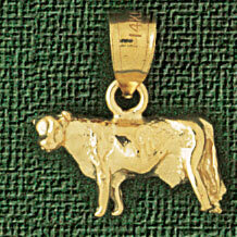 Dazzlers Jewelry Cow Farm Animal Pendant Necklace Charm Bracelet in Yellow, White or Rose Gold 2638…