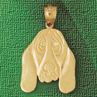 Basset Hound Dog Pendant Necklace Charm Bracelet in Yellow, White or Rose Gold 2111