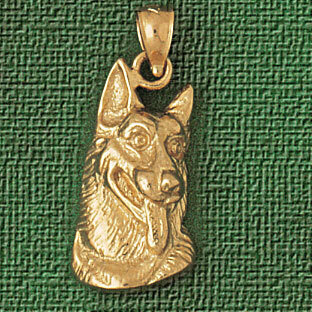 German Shepherd Dog Pendant Necklace Charm Bracelet in Yellow, White or Rose Gold 2139