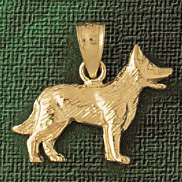 Dazzlers Jewelry German Shepherd Dog Pendant Necklace Charm Bracelet in Yellow, White or Rose Gold …