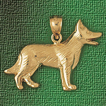 German Shepherd Dog Pendant Necklace Charm Bracelet in Yellow, White or Rose Gold 2141