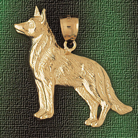 German Shepherd Dog Pendant Necklace Charm Bracelet in Yellow, White or Rose Gold 2142