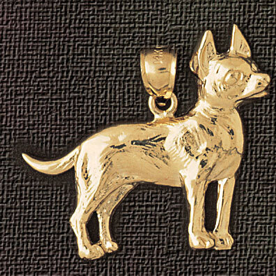 Chihuahua Dog Pendant Necklace Charm Bracelet in Yellow, White or Rose Gold 2151