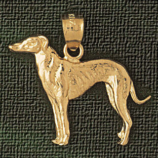 Greyhound Dog Pendant Necklace Charm Bracelet in Yellow, White or Rose Gold 2154