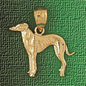 Greyhound Dog Pendant Necklace Charm Bracelet in Yellow, White or Rose Gold 2155