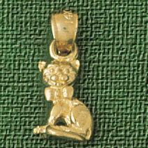 Dazzlers Jewelry 3 Dimensional Cat Pendant Necklace Charm Bracelet in Yellow, White or Rose Gold 20…