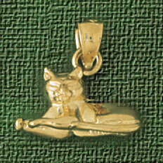 Dazzlers Jewelry 3 Dimensional Cat Pendant Necklace Charm Bracelet in Yellow, White or Rose Gold 20…