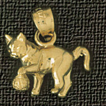 Dazzlers Jewelry 3 Dimensional Cat Pendant Necklace Charm Bracelet in Yellow, White or Rose Gold 20…