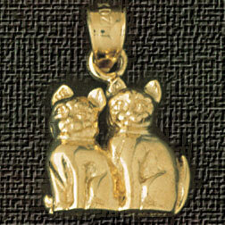 3 Dimensional Cat Pendant Necklace Charm Bracelet in Yellow, White or Rose Gold 2055