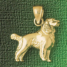White Gold Spaniel Dog Pendant Necklace Charm Bracelet in Yellow, White or Rose Gold 2058