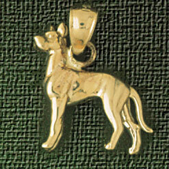 Dazzlers Jewelry Great Dane Dog Pendant Necklace Charm Bracelet in Yellow, White or Rose Gold 2065,…
