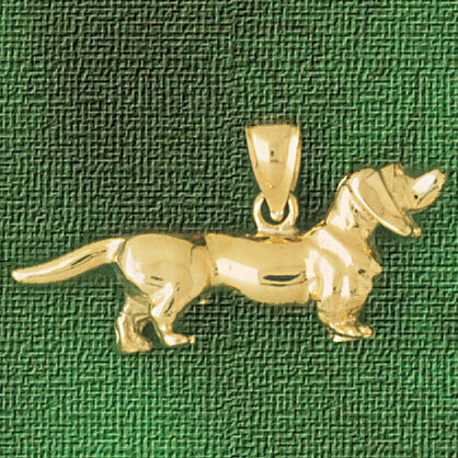 Dachshund Dog Pendant Necklace Charm Bracelet in Yellow, White or Rose Gold 2068