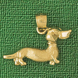Dachshund Dog Pendant Necklace Charm Bracelet in Yellow, White or Rose Gold 2069
