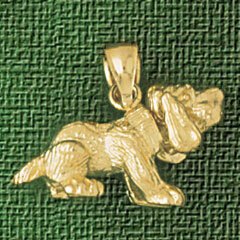 Dazzlers Jewelry Basset Hound Dog Pendant Necklace Charm Bracelet in Yellow, White or Rose Gold 207…