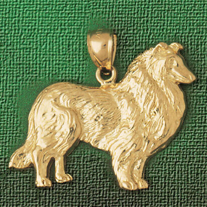 Collie Dog Dog Pendant Necklace Charm Bracelet in Yellow, White or Rose Gold 2074