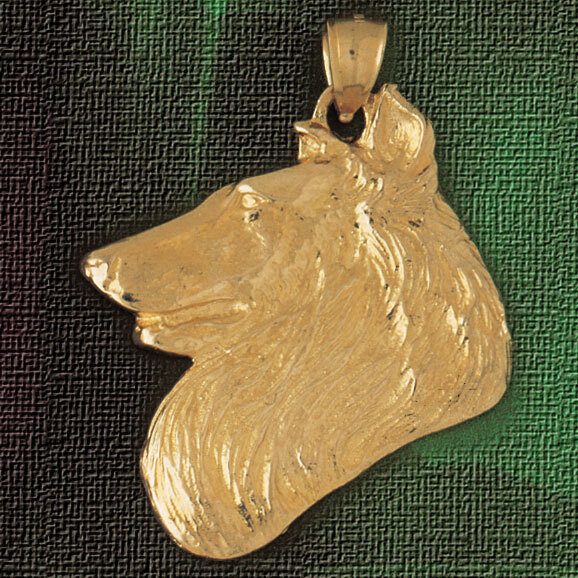 Collie Dog Dog Pendant Necklace Charm Bracelet in Yellow, White or Rose Gold 2078
