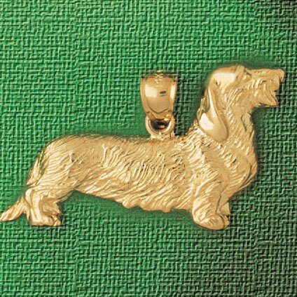 Dachshund Dog Pendant Necklace Charm Bracelet in Yellow, White or Rose Gold 2096