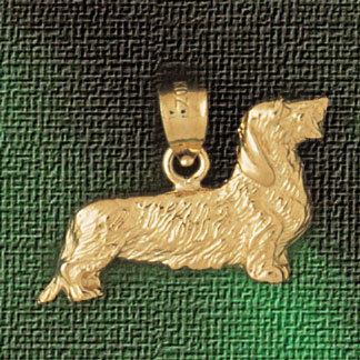 Dachshund Dog Pendant Necklace Charm Bracelet in Yellow, White or Rose Gold 2097