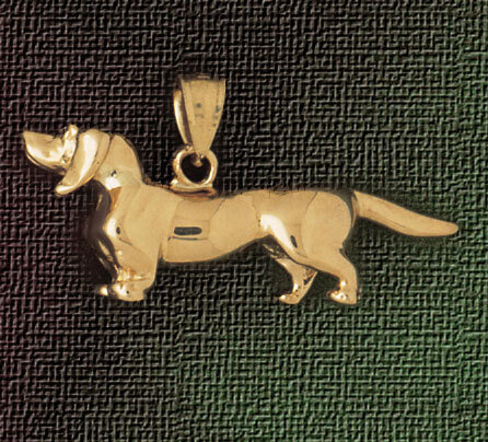 Dachshund Dog Pendant Necklace Charm Bracelet in Yellow, White or Rose Gold 2099