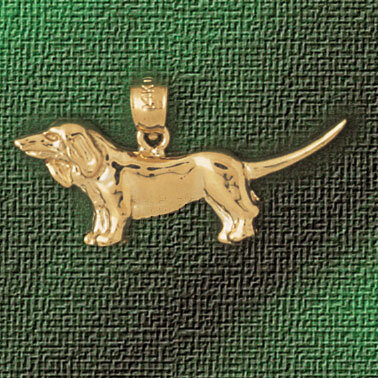 Dachshund Dog Pendant Necklace Charm Bracelet in Yellow, White or Rose Gold 2101