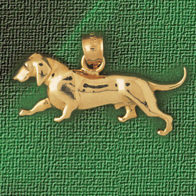 Dachshund Dog Pendant Necklace Charm Bracelet in Yellow, White or Rose Gold 2102