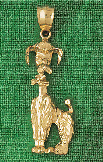 Poodle Dog Pendant Necklace Charm Bracelet in Yellow, White or Rose Gold 2161