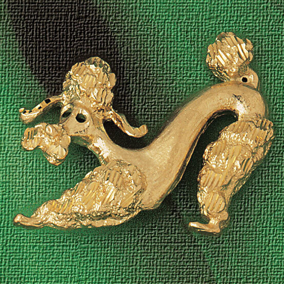 Poodle Dog Pendant Necklace Charm Bracelet in Yellow, White or Rose Gold 2162