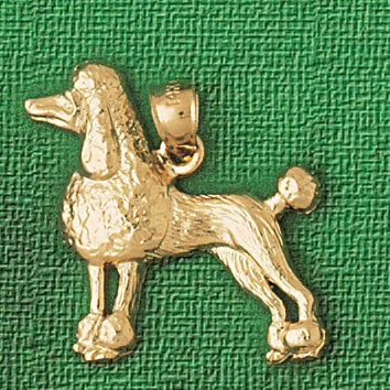 Poodle Dog Pendant Necklace Charm Bracelet in Yellow, White or Rose Gold 2164